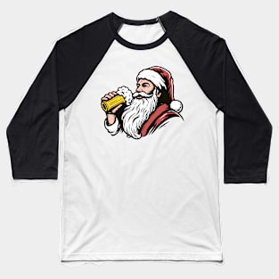 Santa Drinking a Holiday Beer Baseball T-Shirt